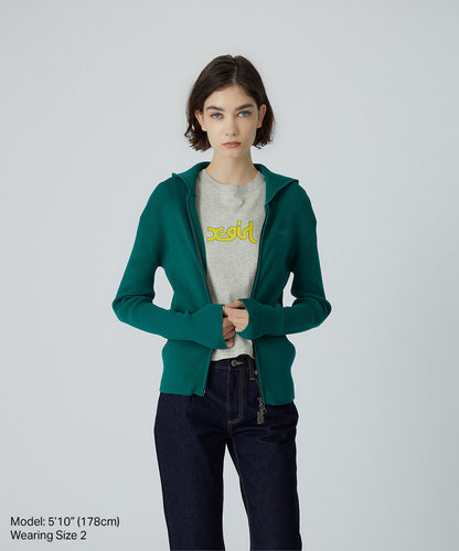 Rib-Knit Zip Hoodie