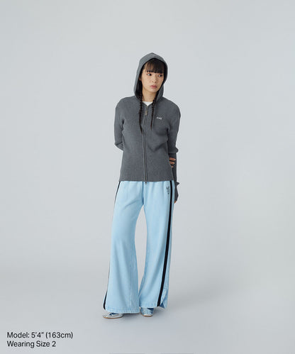 Rib-Knit Zip Hoodie