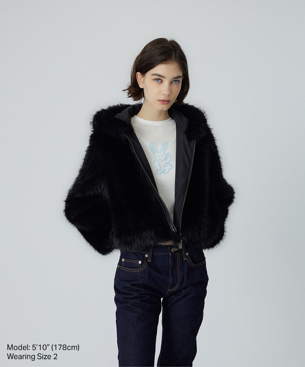 Shaggy Faux Fur Hoodie Jacket