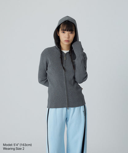 Rib-Knit Zip Hoodie