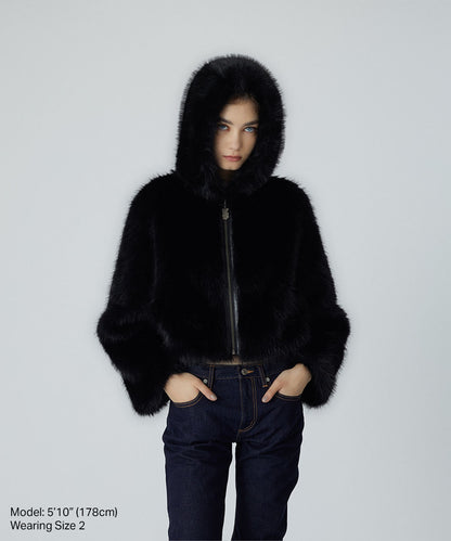 Shaggy Faux Fur Hoodie Jacket