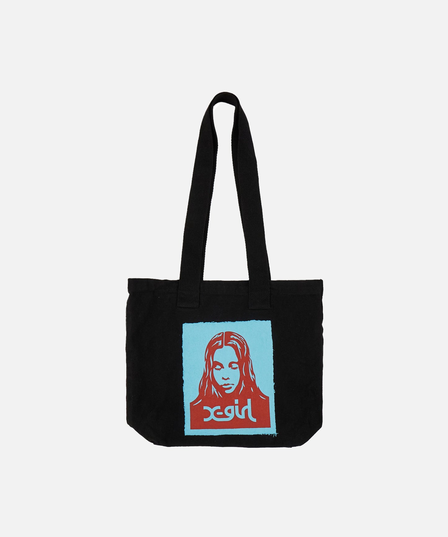 FACE POSTER WASHED DENIM TOTE BAG