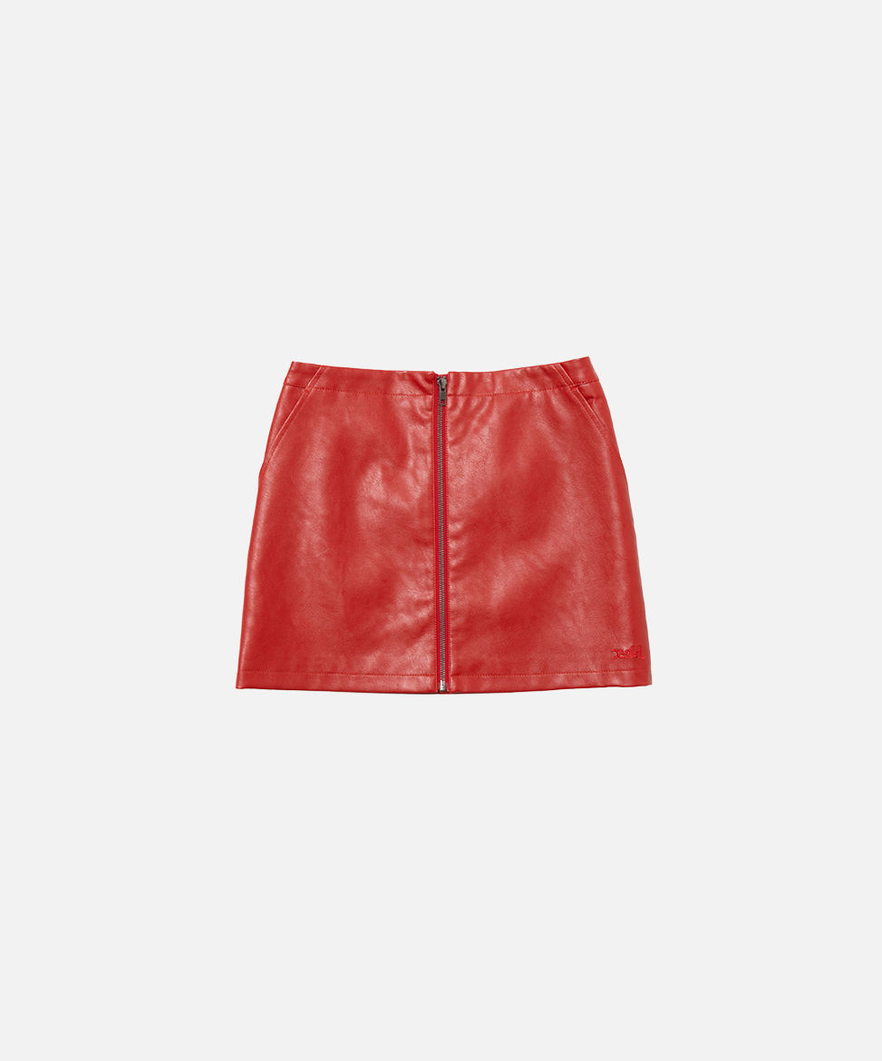 Faux Leather Zip Skirt