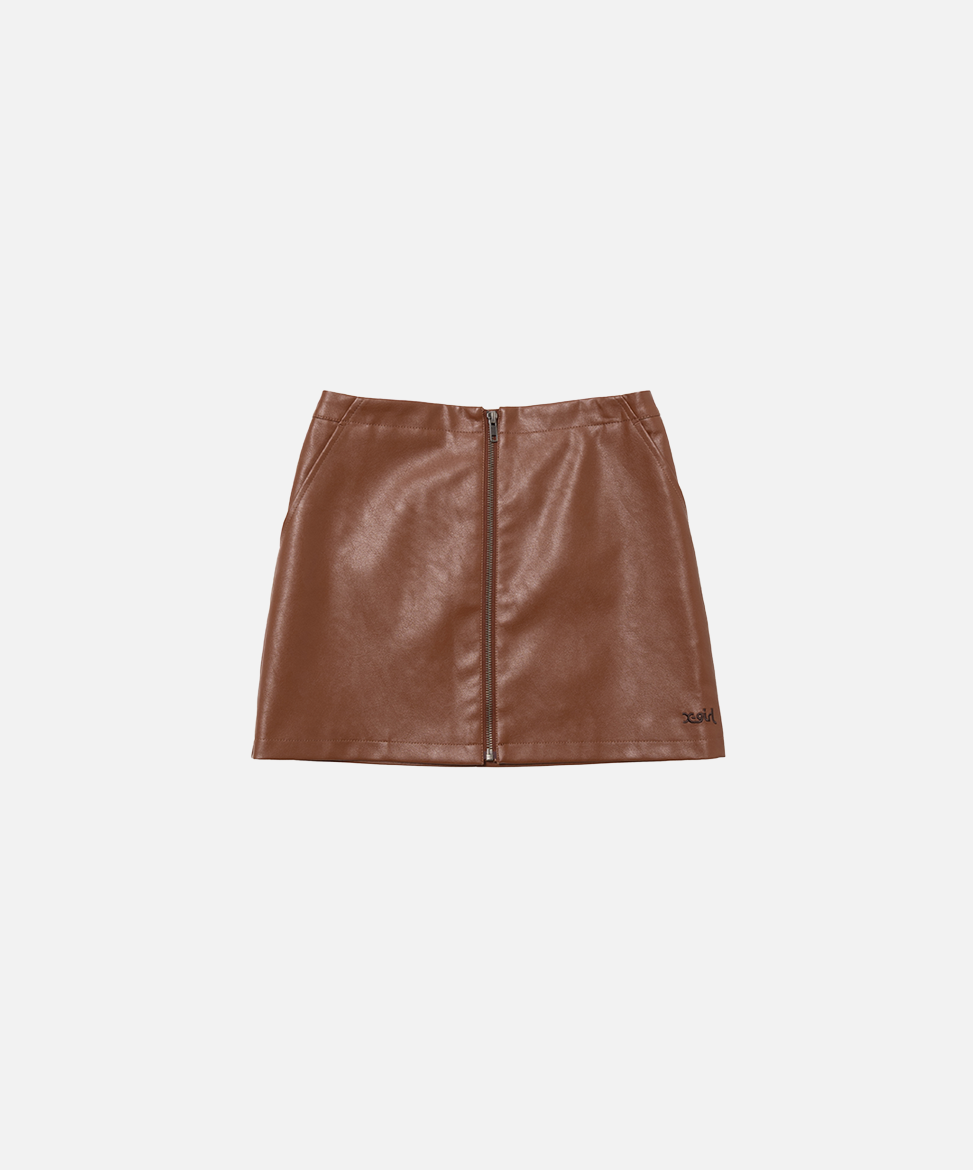 Faux Leather Zip Skirt