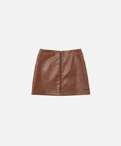 Faux Leather Zip Skirt