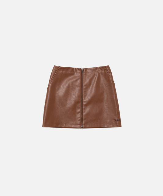 Faux Leather Zip Skirt