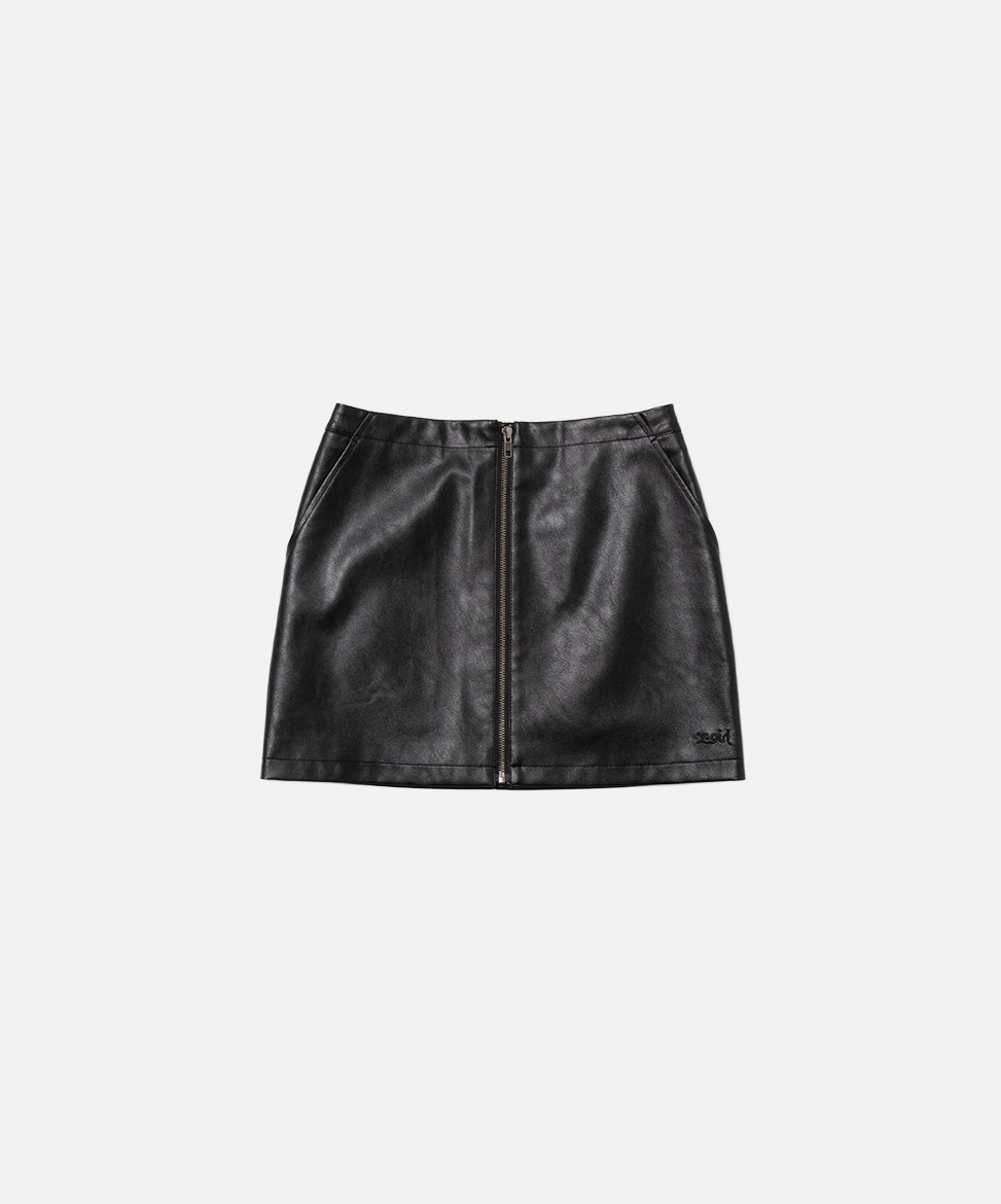 Faux Leather Zip Skirt