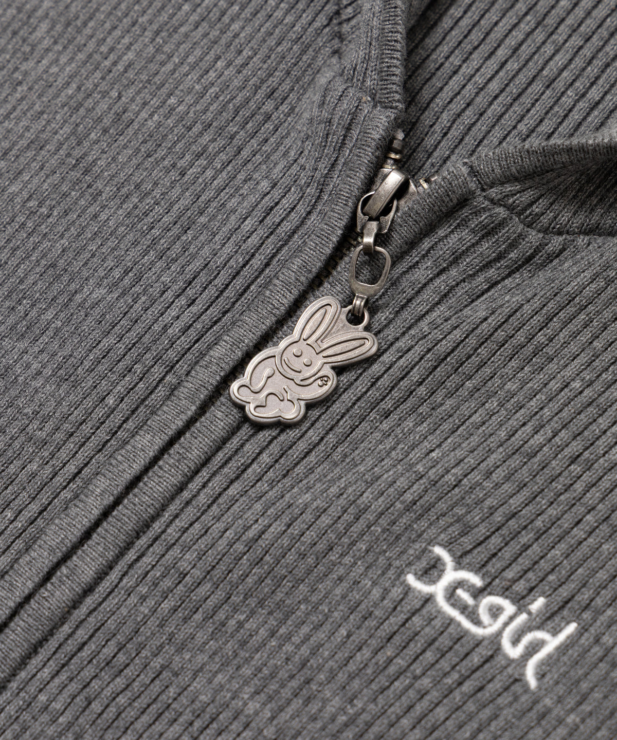 Rib-Knit Zip Hoodie