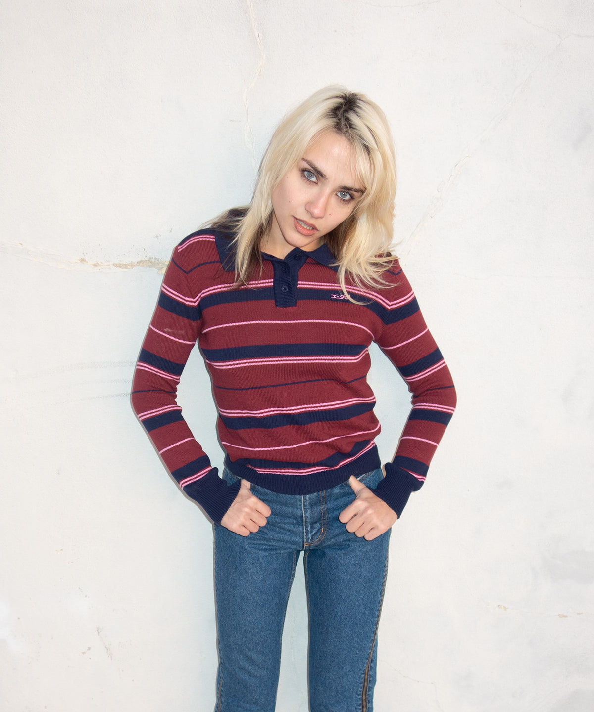 Striped Knitted L/S Polo
