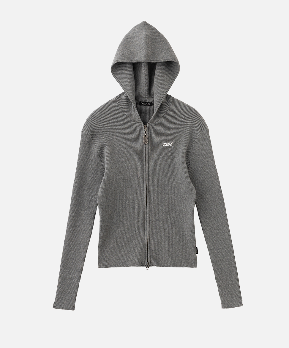 Rib-Knit Zip Hoodie