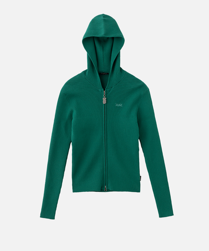 Rib-Knit Zip Hoodie