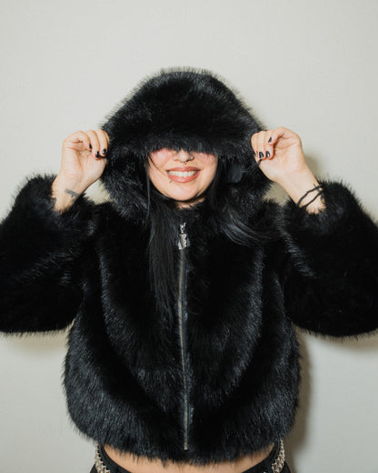 Shaggy Faux Fur Hoodie Jacket
