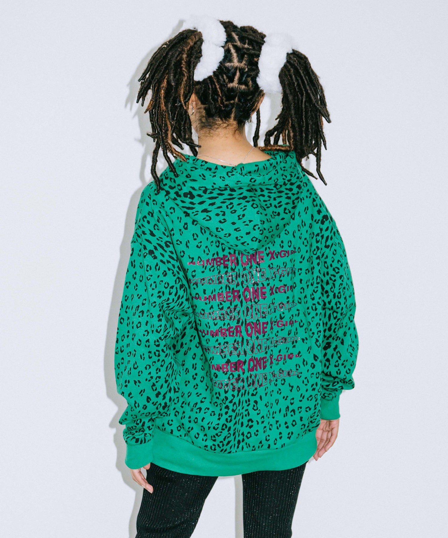 #1 LEOPARD SWEAT HOODIE, HOODIES & SWEATERS, X-Girl  