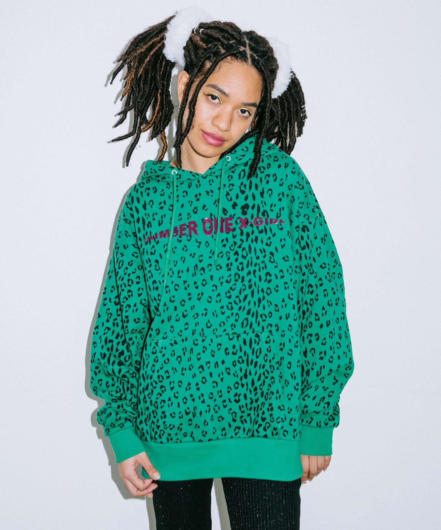 #1 LEOPARD SWEAT HOODIE, HOODIES & SWEATERS, X-Girl  