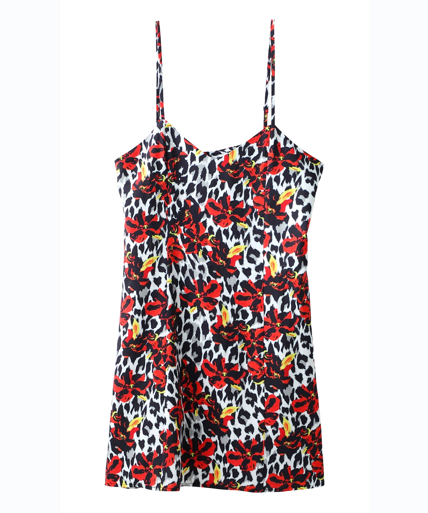 FLORAL LEOPARD ALOHA CAMISOLE DRESS