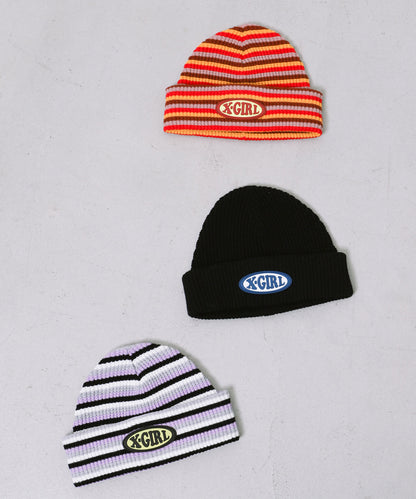 STRIPED WAFFLE KNIT CAP