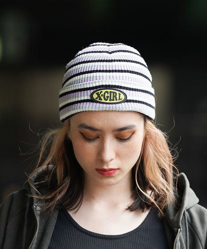 STRIPED WAFFLE KNIT CAP