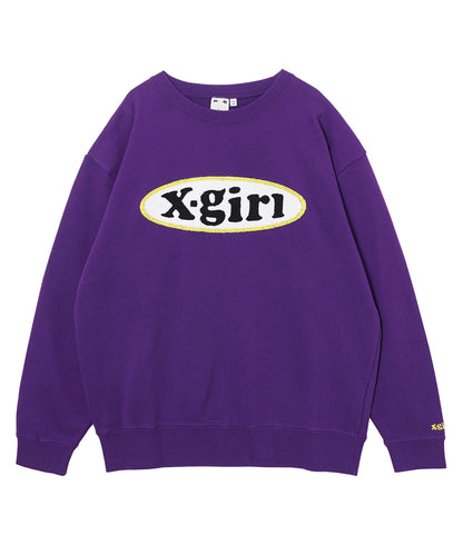 CHENILLE EMBROIDERY OVAL LOGO CREW SWEAT TOP