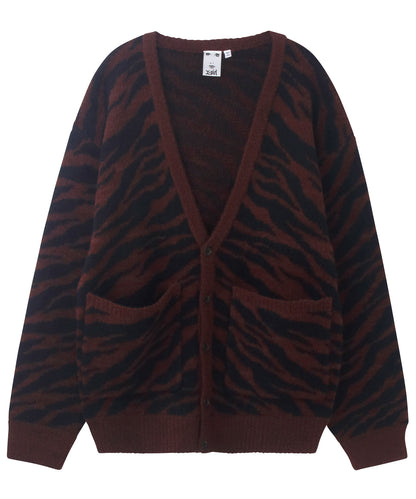 ZEBRA PATTERN OVERSIZED KNIT CARDIGAN