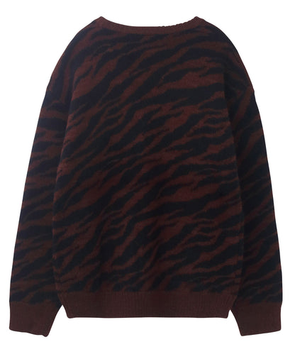 ZEBRA PATTERN OVERSIZED KNIT CARDIGAN