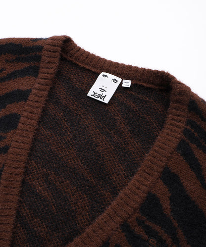 ZEBRA PATTERN OVERSIZED KNIT CARDIGAN