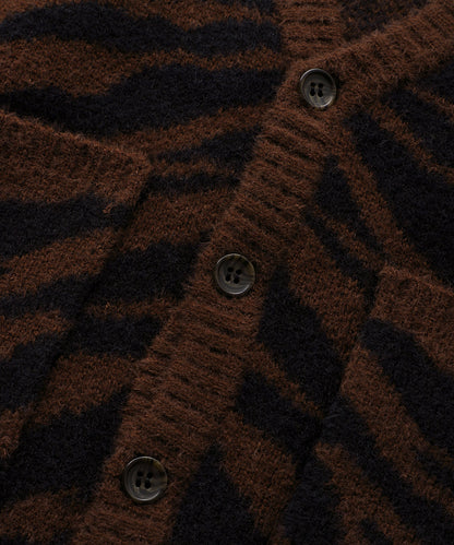 ZEBRA PATTERN OVERSIZED KNIT CARDIGAN