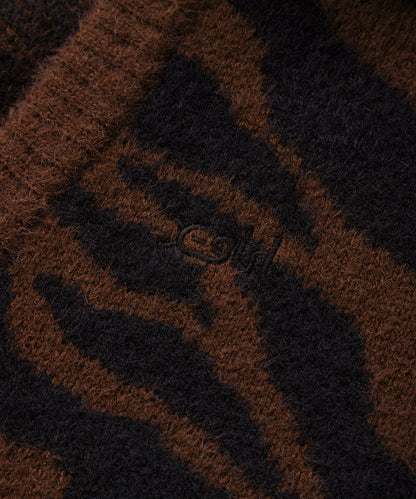 ZEBRA PATTERN OVERSIZED KNIT CARDIGAN