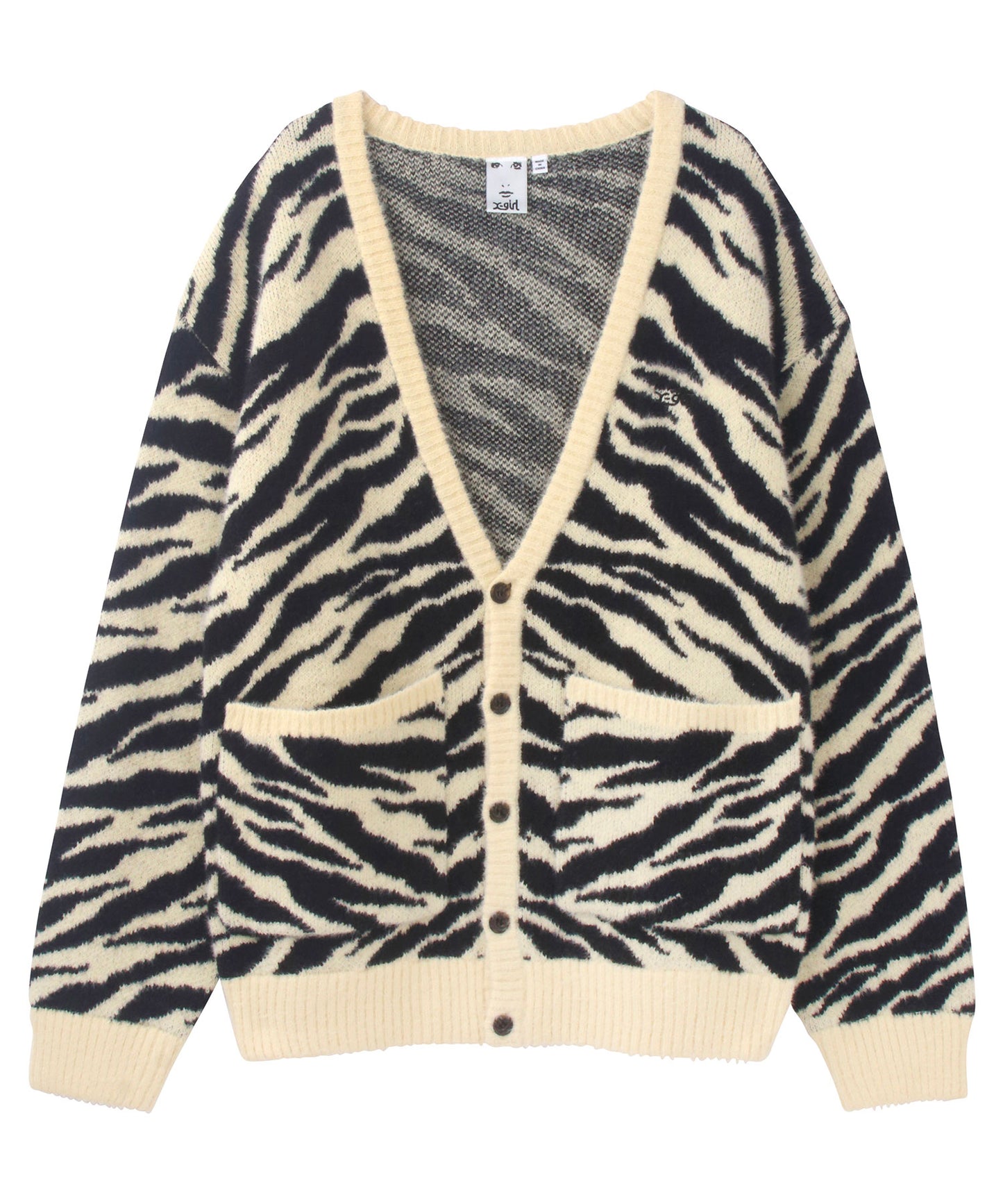 ZEBRA PATTERN OVERSIZED KNIT CARDIGAN
