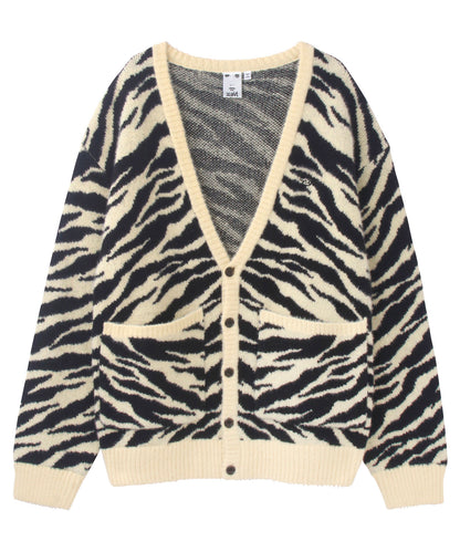 ZEBRA PATTERN OVERSIZED KNIT CARDIGAN