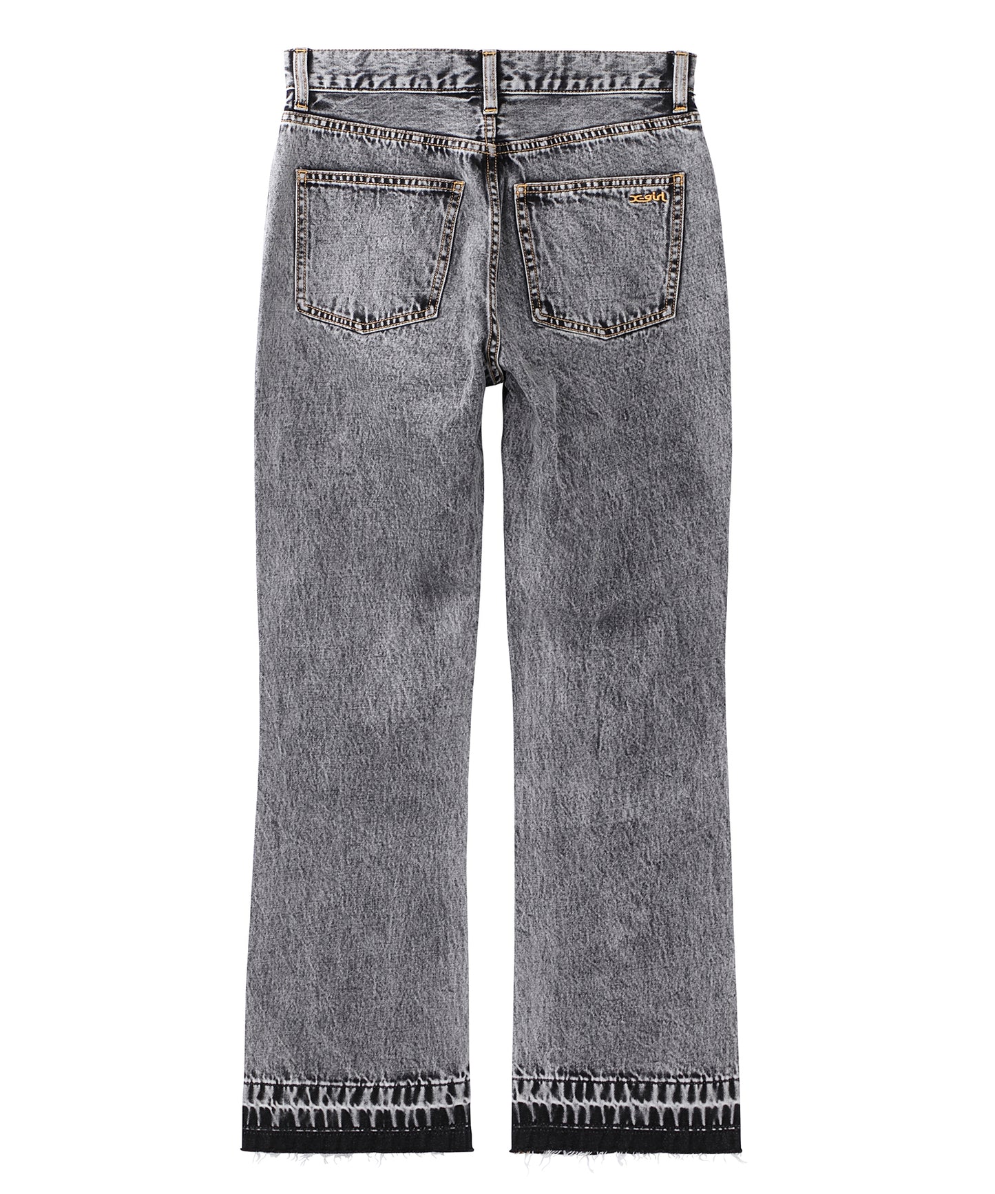 CHEMICAL WASH SIDE SLIT FLARED DENIM PANTS