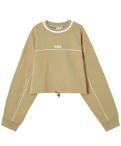 CONTRAST LINE CROPPED SWEAT TOP