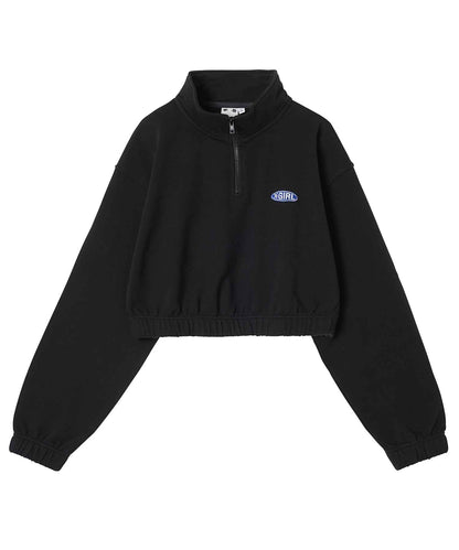 BASIC OVAL LOGO HALF ZIP SWEAT TOP
