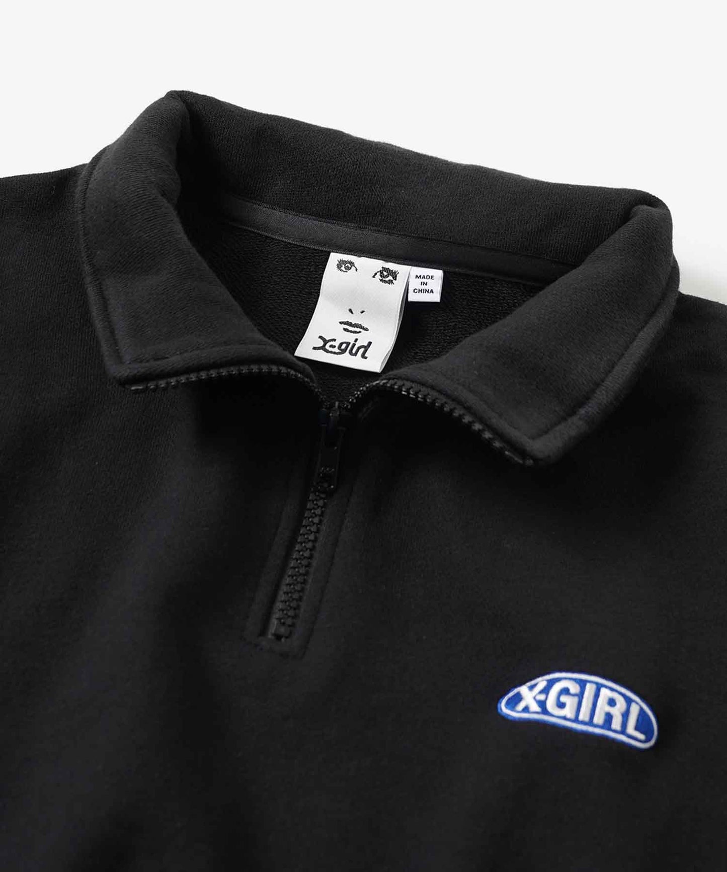 BASIC OVAL LOGO HALF ZIP SWEAT TOP