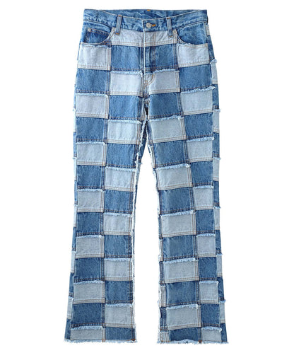 PATCHWORK DENIM FLARE PANTS