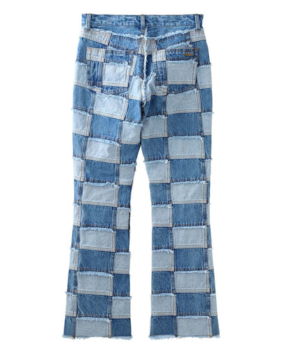 PATCHWORK DENIM FLARE PANTS
