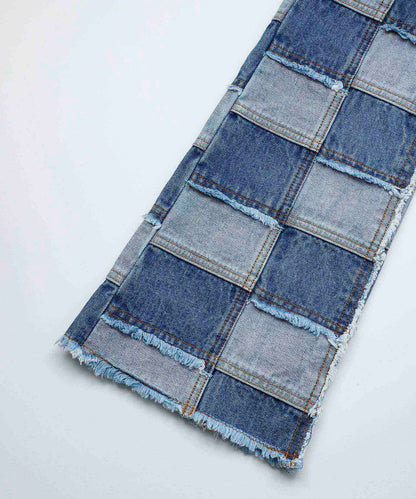 PATCHWORK DENIM FLARE PANTS