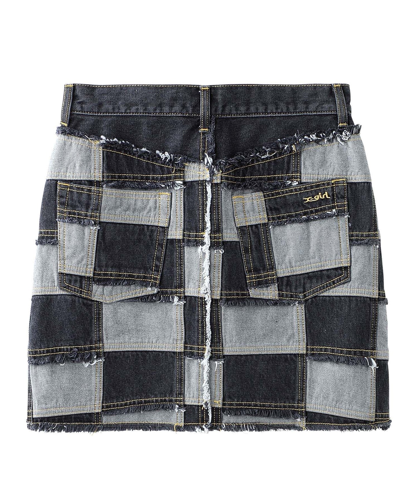 PATCHWORK DENIM SKIRT