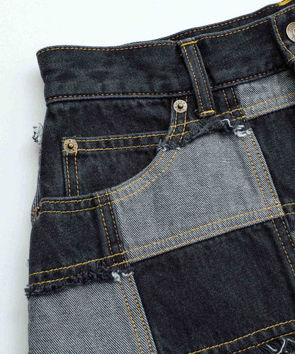 PATCHWORK DENIM SKIRT
