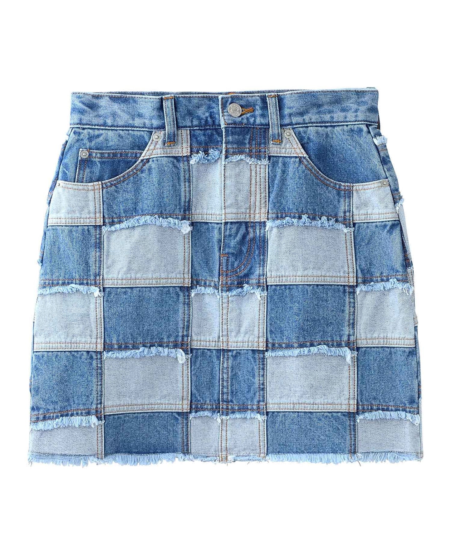 PATCHWORK DENIM SKIRT