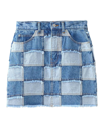 PATCHWORK DENIM SKIRT