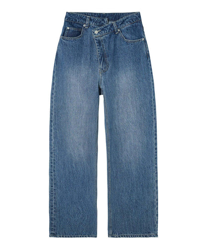 ASSYMETRIC WAIST DENIM PANTS