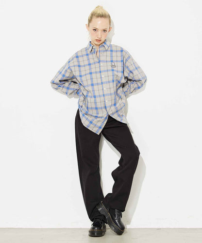 PLAID FACE EMBOROIDERY SHIRT
