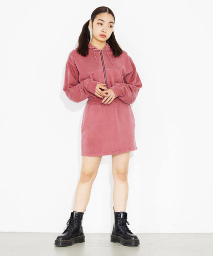 PIGMENT DYED SWEAT MINI SKIRT