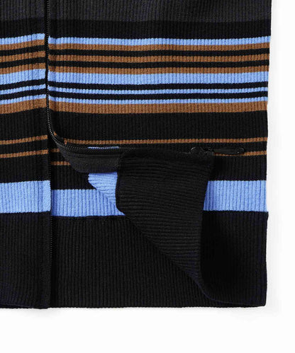 PARTIAL STRIPE KNIT CARDIGAN