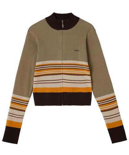 PARTIAL STRIPE KNIT CARDIGAN