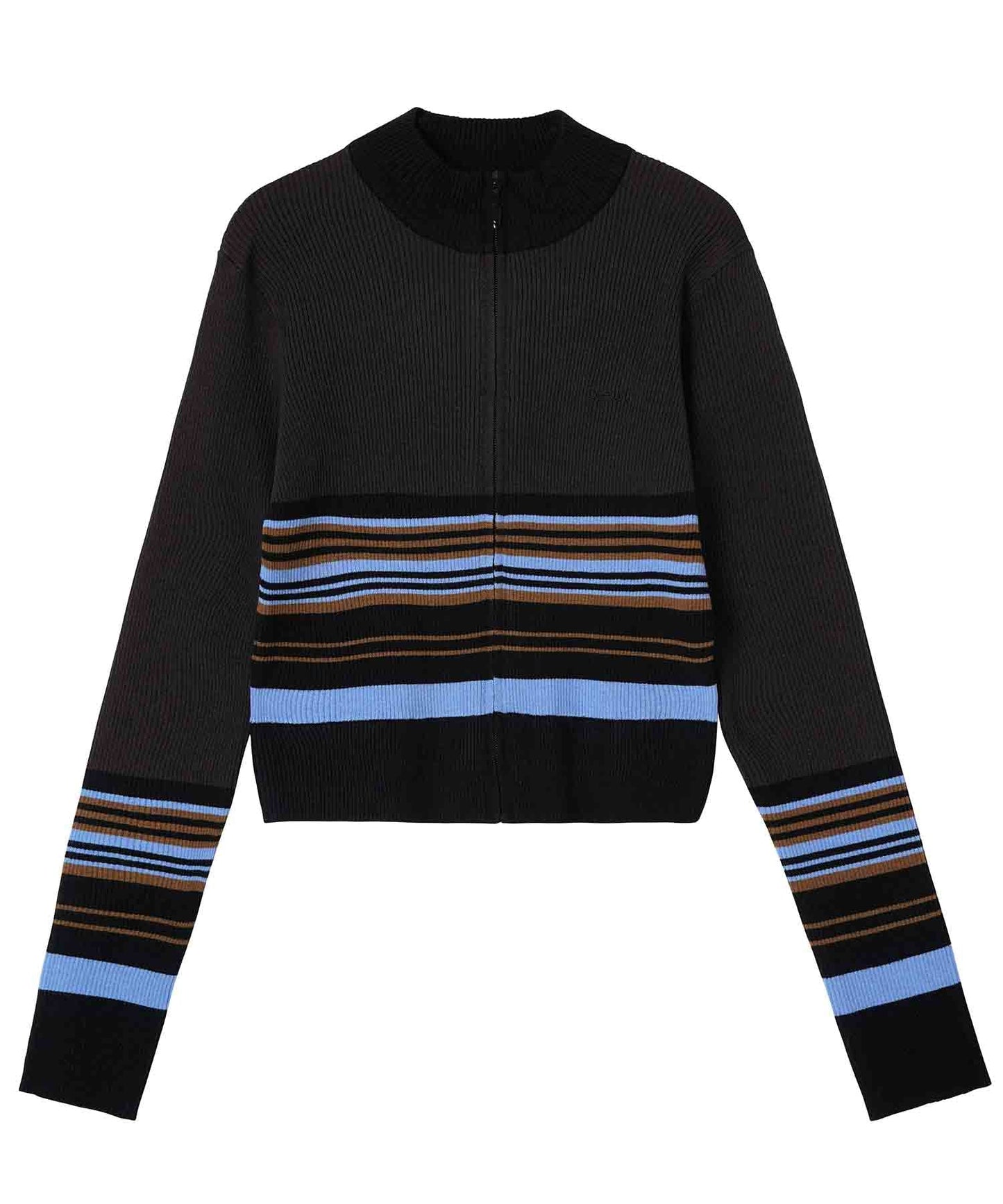 PARTIAL STRIPE KNIT CARDIGAN