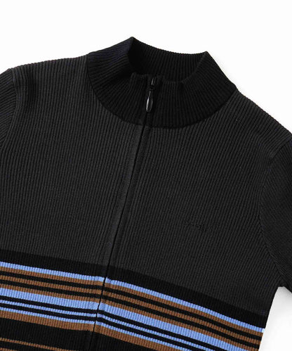 PARTIAL STRIPE KNIT CARDIGAN