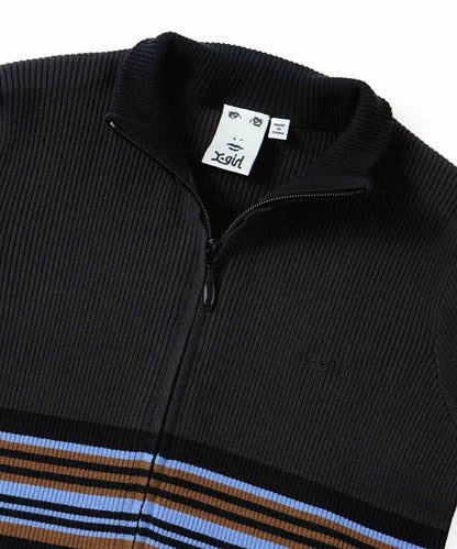 PARTIAL STRIPE KNIT CARDIGAN