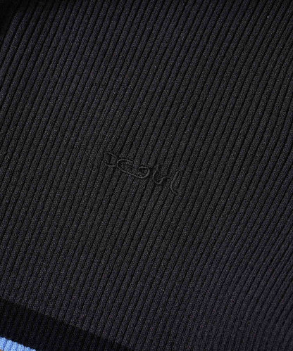 PARTIAL STRIPE KNIT CARDIGAN