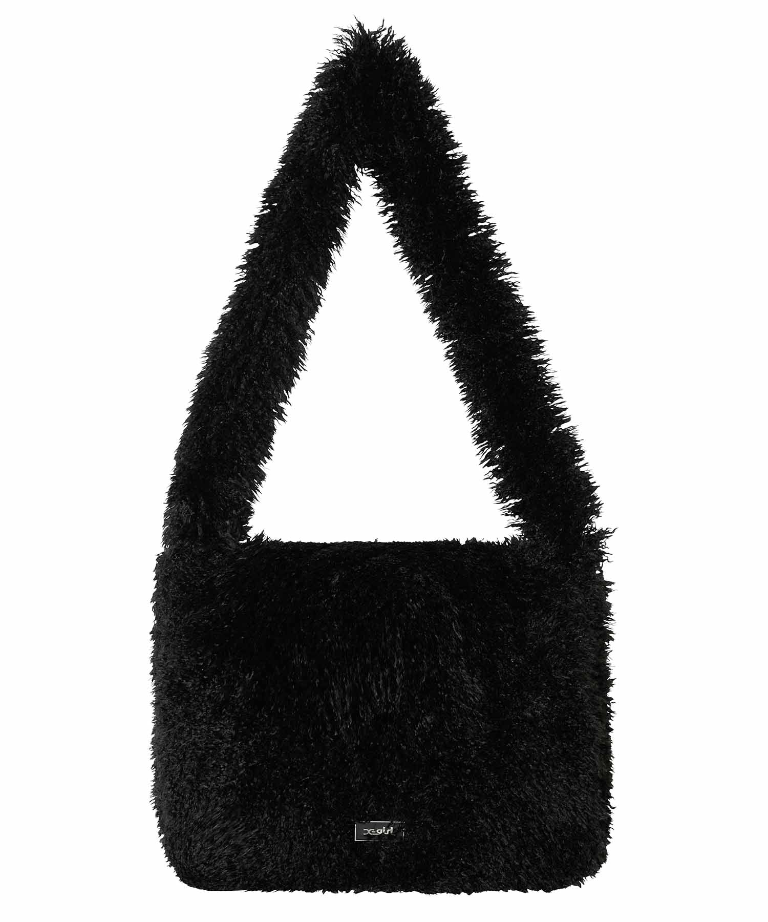 Scoop Women's Faux Fur Clutch with Chain Handle, Black 